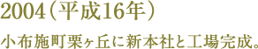 2004（平成16年）小布施町栗ヶ岡に新本社と工場完成。